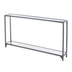 Console miroir en verre et cadre en métal avec étagère - 56 L x 8 l x 29 H