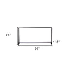 Console miroir en verre et cadre en métal avec étagère - 56 L x 8 l x 29 H