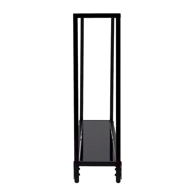 Console miroir en verre et cadre en métal avec étagère - 56 L x 8 l x 29 H