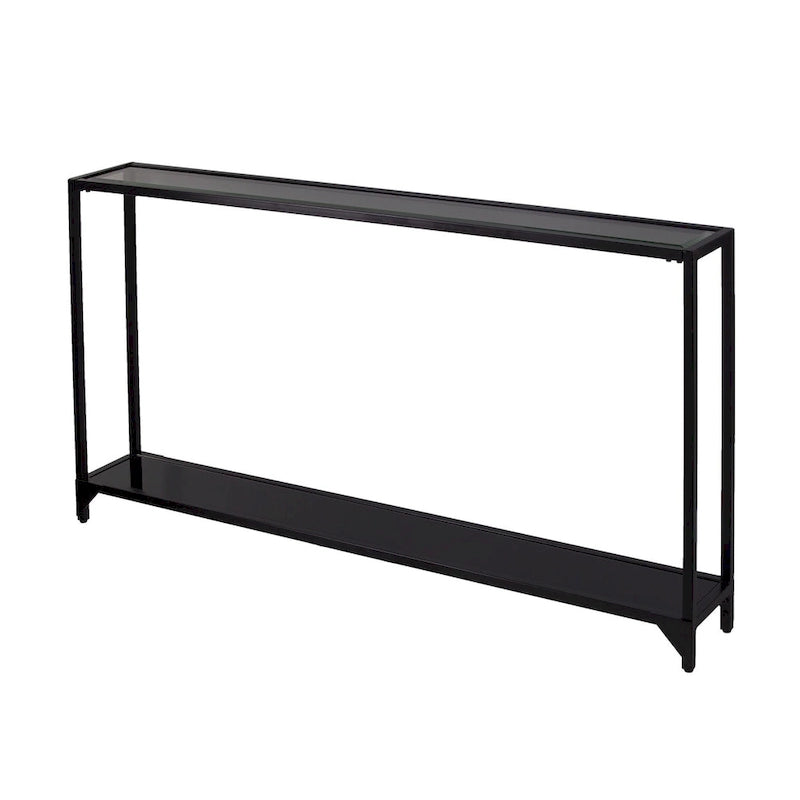 Console miroir en verre et cadre en métal avec étagère - 56 L x 8 l x 29 H