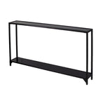 Console miroir en verre et cadre en métal avec étagère - 56 L x 8 l x 29 H