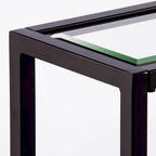 Console miroir en verre et cadre en métal avec étagère - 56 L x 8 l x 29 H