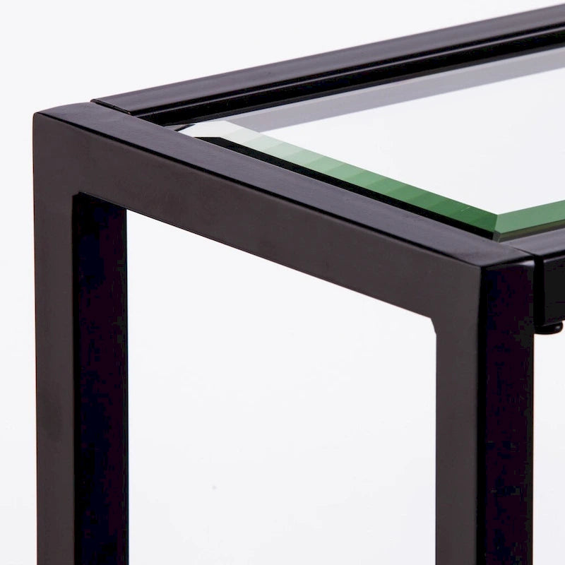 Console miroir en verre et cadre en métal avec étagère - 56 L x 8 l x 29 H