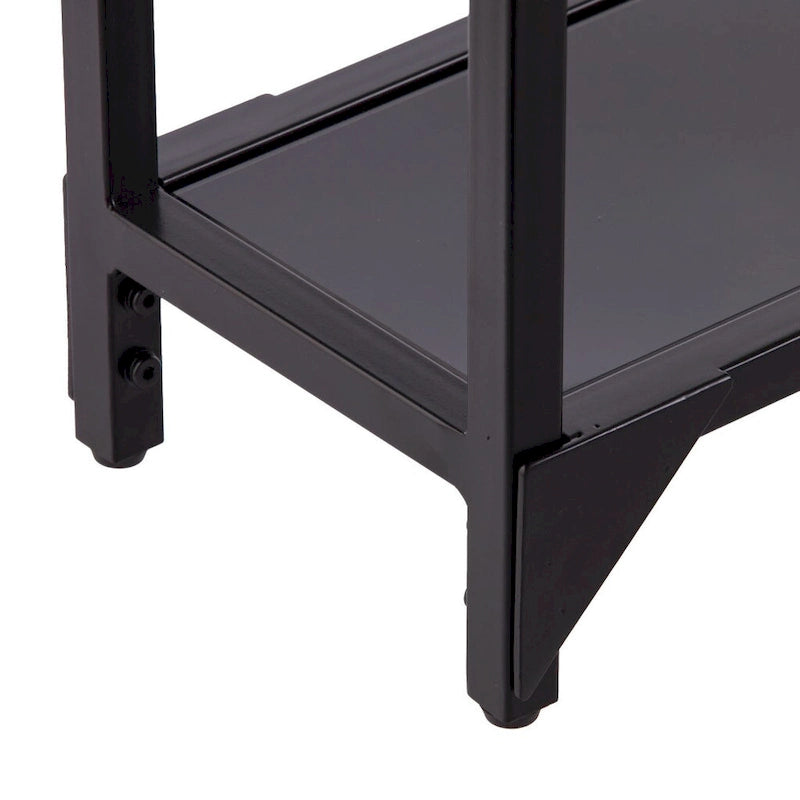 Console miroir en verre et cadre en métal avec étagère - 56 L x 8 l x 29 H