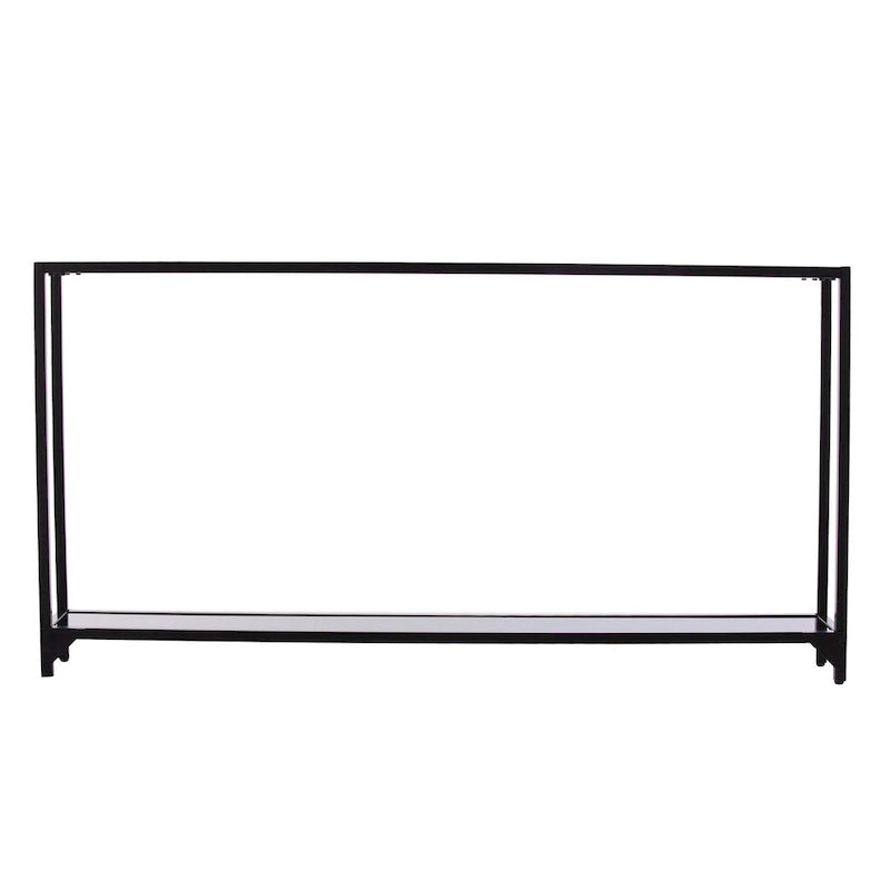 Console miroir en verre et cadre en métal avec étagère - 56 L x 8 l x 29 H