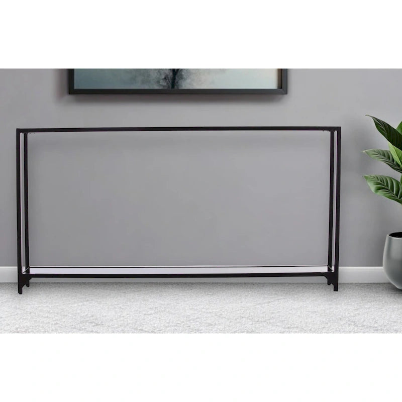 Console miroir en verre et cadre en métal avec étagère - 56 L x 8 l x 29 H
