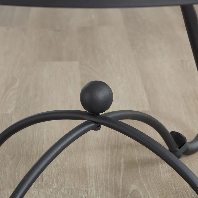 Table basse 2 pièces en verre trempé, table décorative ronde rustique avec table d'appoint pour salon, noir
