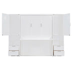 Lit escamotable Queen size avec penderie, bureau, tiroirs et étagères