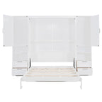 Lit escamotable Queen size avec penderie, bureau, tiroirs et étagères