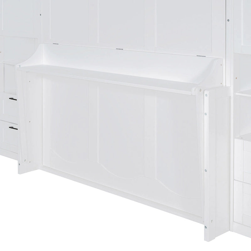 Lit escamotable Queen size avec penderie, bureau, tiroirs et étagères