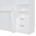 Lit escamotable Queen size avec penderie, bureau, tiroirs et étagères