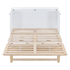 Lit escamotable design en rotin avec tiroirs de rangement, ports USB et prises électriques