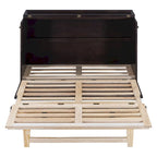 Lit escamotable design en rotin avec tiroirs de rangement, ports USB et prises électriques