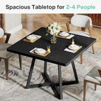Table à dîner carrée industrielle de 31,5 pouces avec base en métal