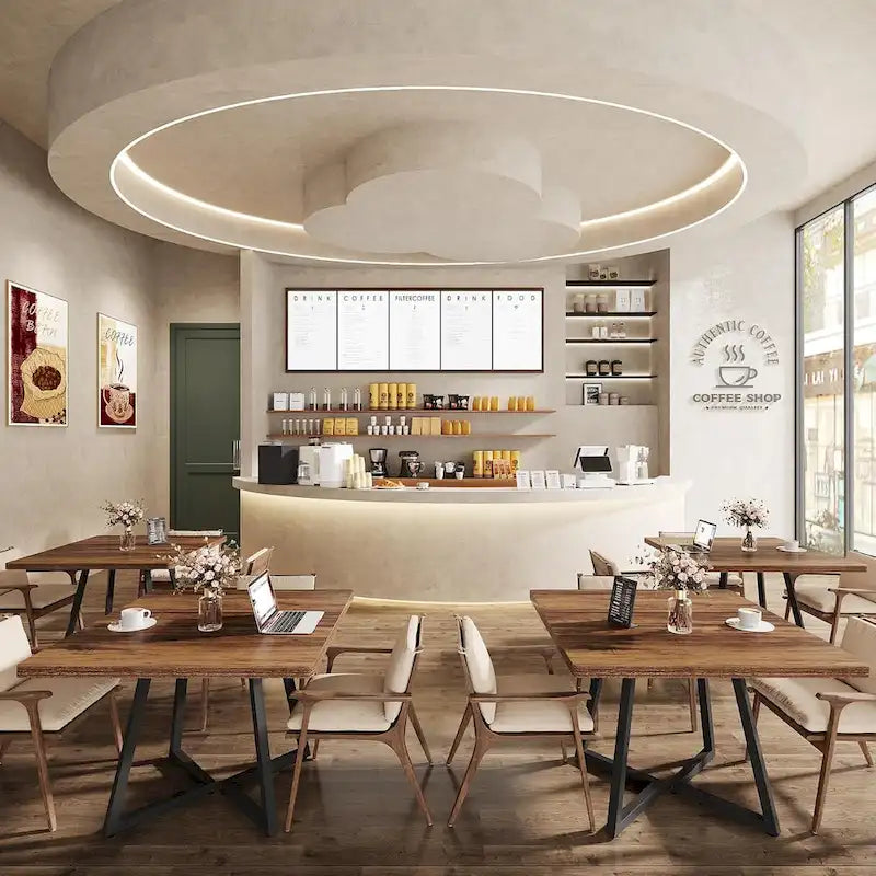 Table à dîner carrée industrielle de 31,5 pouces avec base en métal