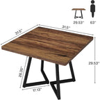 Table à dîner carrée industrielle de 31,5 pouces avec base en métal
