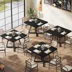 Table à dîner carrée industrielle de 31,5 pouces avec base en métal
