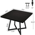 Table à dîner carrée industrielle de 31,5 pouces avec base en métal
