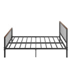 Cadre de lit plateforme Queen en métal noir avec tête et pied de lit – Aucun sommier tapissier requis, capacité de 300 kg