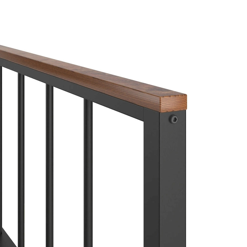 Cadre de lit plateforme Queen en métal noir avec tête et pied de lit – Aucun sommier tapissier requis, capacité de 300 kg