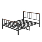 Cadre de lit plateforme Queen en métal noir avec tête et pied de lit – Aucun sommier tapissier requis, capacité de 300 kg