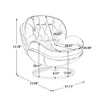Fauteuil d'appoint pivotant rembourré bleu avec ottoman | Capitonnage à boutons, pieds en métal noir