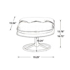 Fauteuil d'appoint pivotant rembourré bleu avec ottoman | Capitonnage à boutons, pieds en métal noir