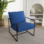 Fauteuil d'appoint à cadre métallique avec coussin et sac de rangement