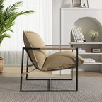 Fauteuil d'appoint à cadre métallique avec coussin et sac de rangement