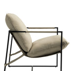 Fauteuil d'appoint à cadre métallique avec coussin et sac de rangement
