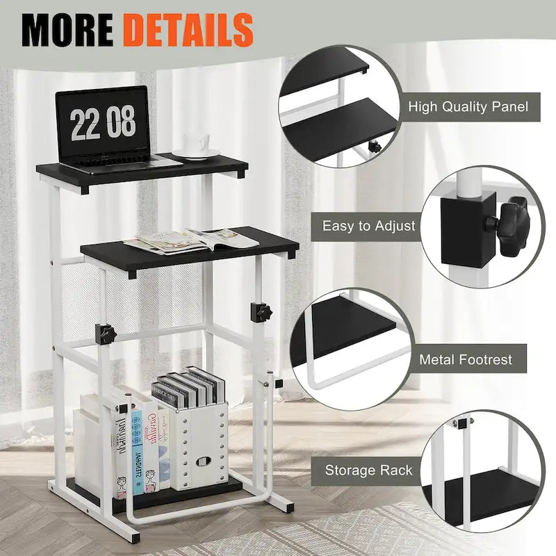 Bureau à hauteur réglable | Table pour ordinateur portable assis-debout, bureau à domicile, ergonomique