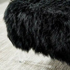 Pouffe Contemporain en Fausse Fourrure avec Pieds en Acrylique Transparent | Rembourré en Mousse, 4 Couleurs, 23"L x 17.5"H