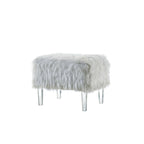 Pouffe Contemporain en Fausse Fourrure avec Pieds en Acrylique Transparent | Rembourré en Mousse, 4 Couleurs, 23"L x 17.5"H