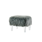 Pouffe Contemporain en Fausse Fourrure avec Pieds en Acrylique Transparent | Rembourré en Mousse, 4 Couleurs, 23"L x 17.5"H