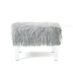 Pouffe Contemporain en Fausse Fourrure avec Pieds en Acrylique Transparent | Rembourré en Mousse, 4 Couleurs, 23"L x 17.5"H