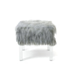 Pouffe Contemporain en Fausse Fourrure avec Pieds en Acrylique Transparent | Rembourré en Mousse, 4 Couleurs, 23"L x 17.5"H