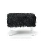 Pouffe Contemporain en Fausse Fourrure avec Pieds en Acrylique Transparent | Rembourré en Mousse, 4 Couleurs, 23"L x 17.5"H