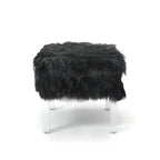 Pouffe Contemporain en Fausse Fourrure avec Pieds en Acrylique Transparent | Rembourré en Mousse, 4 Couleurs, 23"L x 17.5"H