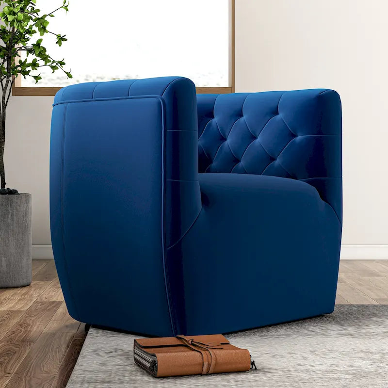 Fauteuil d'appoint pivotant en velours style Mid-Century Modern | Pivotant à 360°, Siège rembourré, Salon