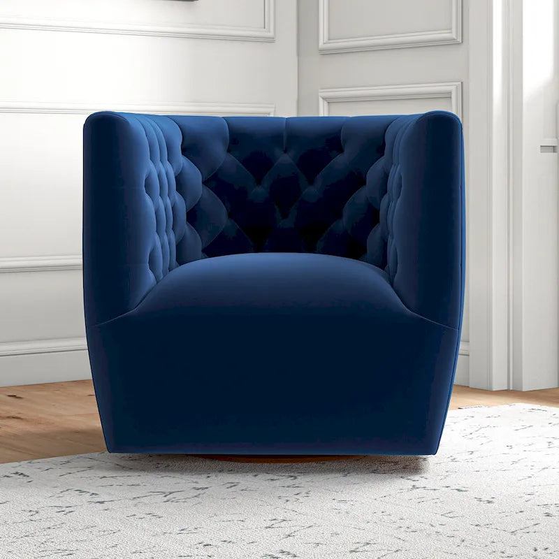 Fauteuil d'appoint pivotant en velours style Mid-Century Modern | Pivotant à 360°, Siège rembourré, Salon