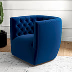 Fauteuil d'appoint pivotant en velours style Mid-Century Modern | Pivotant à 360°, Siège rembourré, Salon