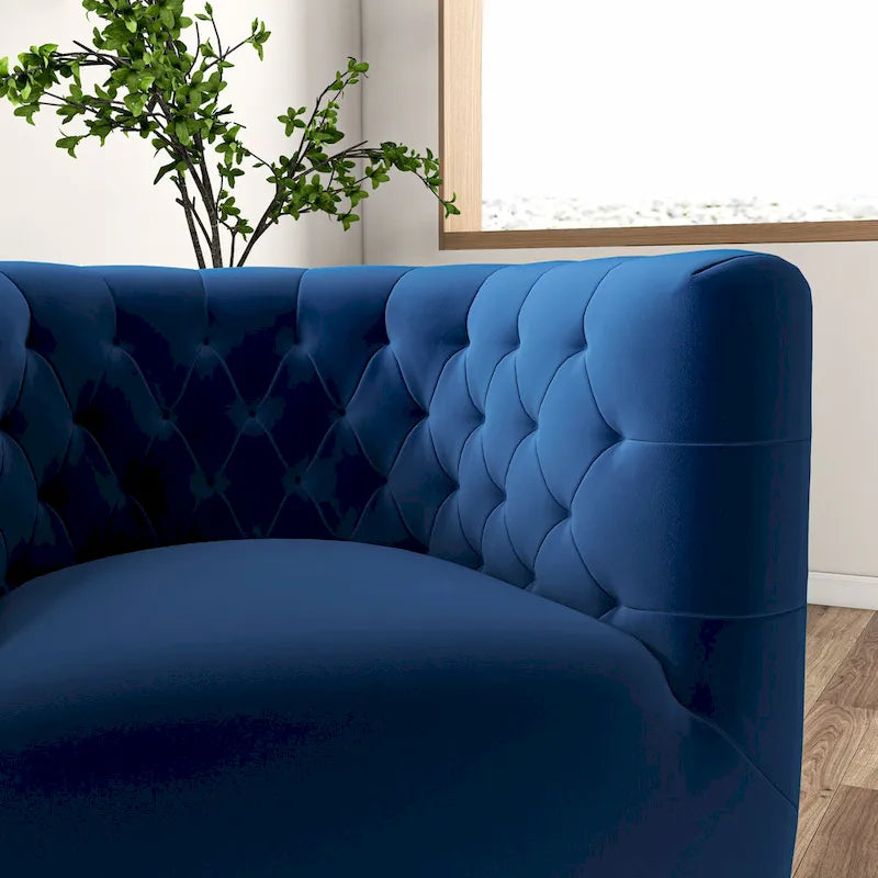 Fauteuil d'appoint pivotant en velours style Mid-Century Modern | Pivotant à 360°, Siège rembourré, Salon