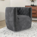 Fauteuil d'appoint pivotant en velours style Mid-Century Modern | Pivotant à 360°, Siège rembourré, Salon