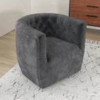Fauteuil d'appoint pivotant en velours style Mid-Century Modern | Pivotant à 360°, Siège rembourré, Salon