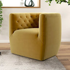 Fauteuil d'appoint pivotant en velours style Mid-Century Modern | Pivotant à 360°, Siège rembourré, Salon