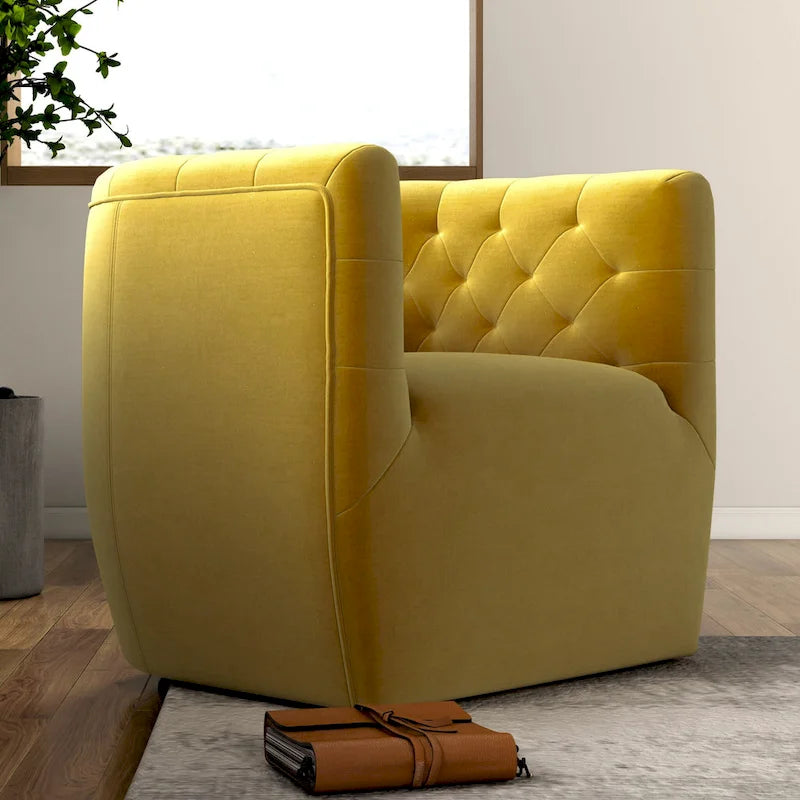 Fauteuil d'appoint pivotant en velours style Mid-Century Modern | Pivotant à 360°, Siège rembourré, Salon