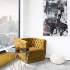 Fauteuil d'appoint pivotant en velours style Mid-Century Modern | Pivotant à 360°, Siège rembourré, Salon