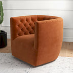 Fauteuil d'appoint pivotant en velours style Mid-Century Modern | Pivotant à 360°, Siège rembourré, Salon