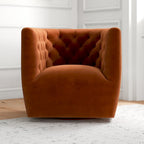 Fauteuil d'appoint pivotant en velours style Mid-Century Modern | Pivotant à 360°, Siège rembourré, Salon