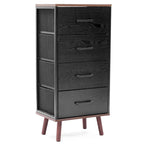 Commode d'appoint à 4 tiroirs en bois manufacturé noir avec touches de marron